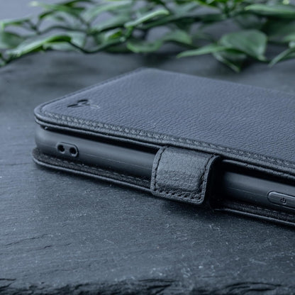 Genuine Leather Wallet Case for Iphone SE 2022/2020– Flip Cover with Card Slots & Stand (Dappled Black)