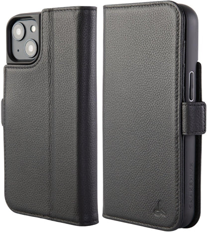 Genuine Leather Wallet Case for Iphone SE 2022/2020– Flip Cover with Card Slots & Stand (Dappled Black)