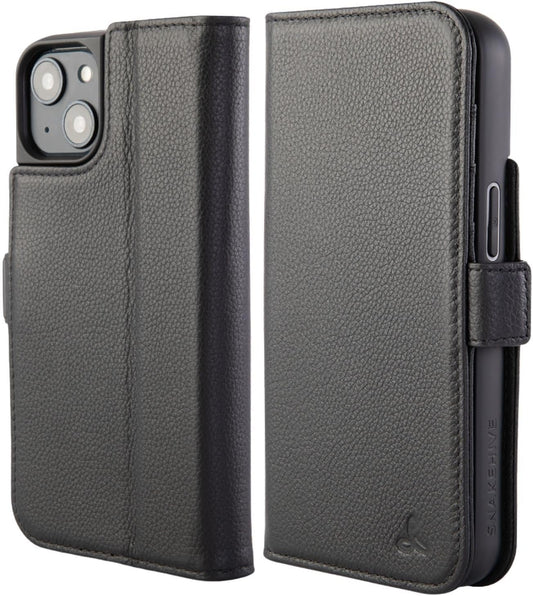 Genuine Leather Wallet Case for Iphone SE 2022/2020– Flip Cover with Card Slots & Stand (Dappled Black)