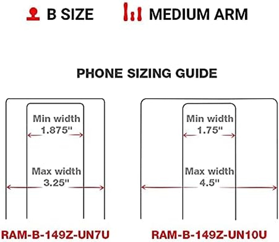 X-Grip Phone Mount with Handlebar U-Bolt Base RAM-B-149Z-UN7U , Medium Arm for Motorcycle, ATV/UTV, Bike