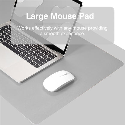 Dual Sided Desk Pad, Large Desk Mat, Waterproof Desk Blotter Protector Mouse Pad, Leather Desk Pad Large for Keyboard and Mouse (36" X 17", Gray/Sliver)