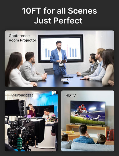 Displayport Cable 1.4 10Ft, 8K DP Cable | 8K@60Hz, 4K@144Hz, 2K@240Hz 2K@165Hz | HBR3, 32.4Gbps, HDR10, Freesync, G-Sync for Gaming Monitor Graphics Card TV PC Laptop -Grey