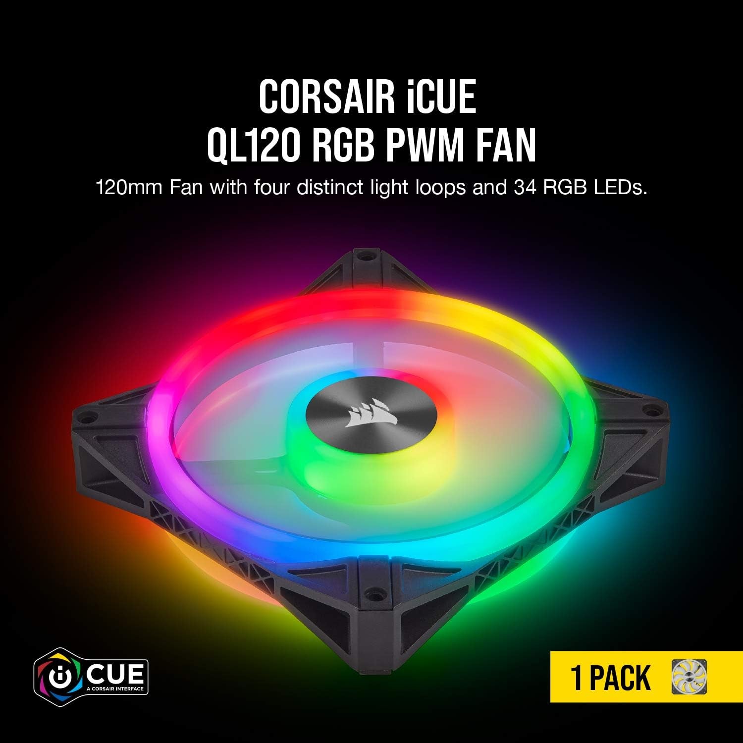 QL Series, Ql120 RGB, 120Mm RGB LED Fan, Single Pack - Black