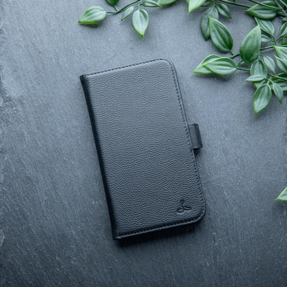 Genuine Leather Wallet Case for Iphone SE 2022/2020– Flip Cover with Card Slots & Stand (Dappled Black)