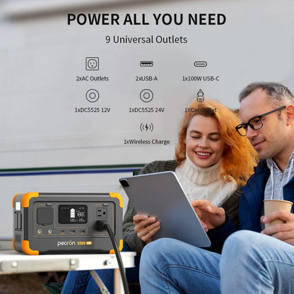 Pecron E300LFP Portable Power Station 600W 288Wh LiFePO4 Battery Solar Generator Power Bank Fast Charging for Home , RV, Camping