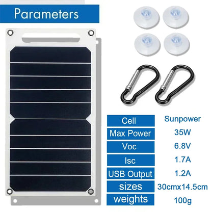 35W SunPower Portable Solar Panel – 5V USB Solar Charger