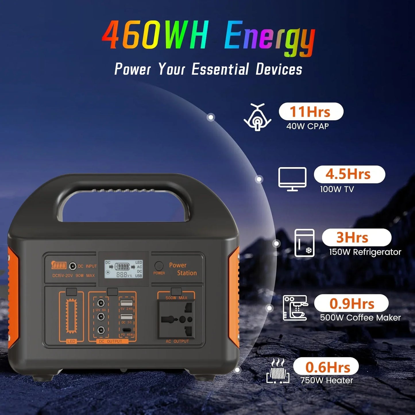 New Arrival Outdoor Portable 500W Power Station Power Generator 110V 220V LED Light Emergency Solar Power Bank for Home Camping