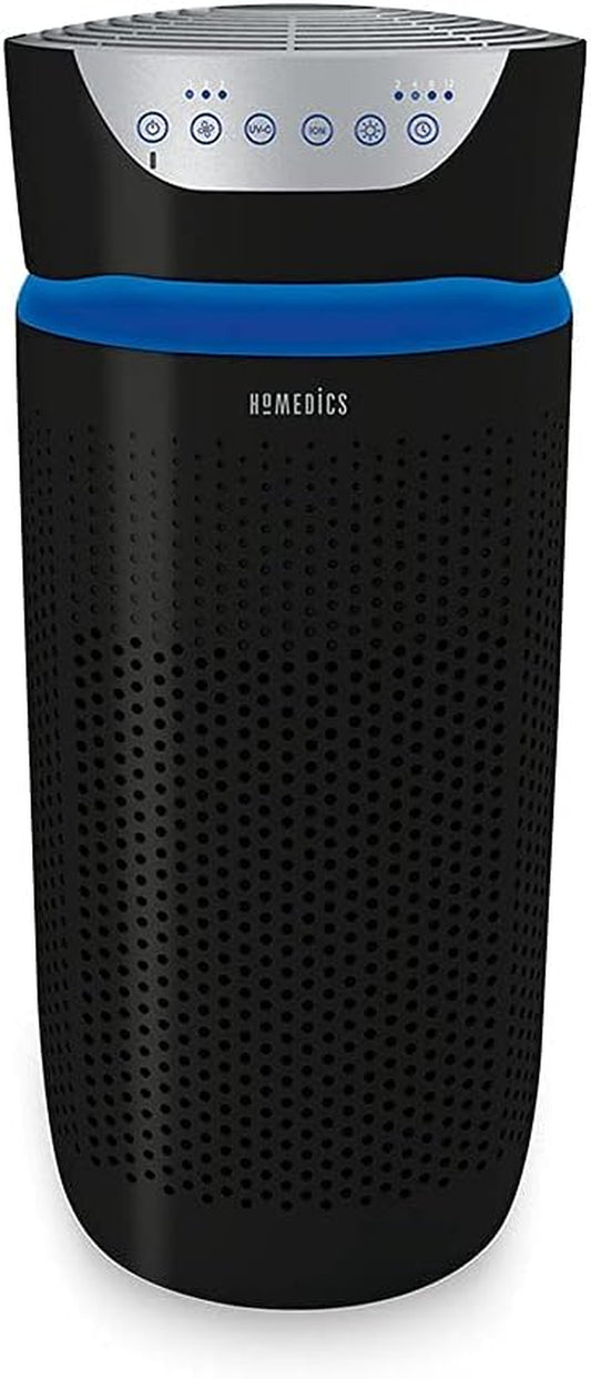 5-In-1 UV-C Air Purifier - 360-Degree HEPA Filter for 1,192 Sq Ft, Large Air Purifiers for Bedroom and Home, Essential Oil Pads, Built-In Timer, 3 Speed Settings for Large Rooms, Black