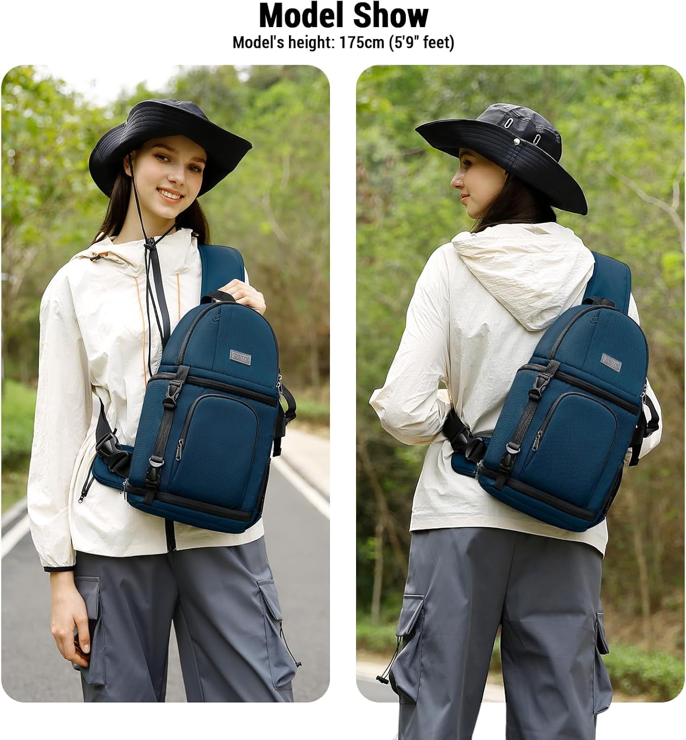 Camera Sling Bag, Dslr/Slr/Mirrorless Camera Backpack Case Shockproof Photography Backpack with Tripod Holder & Removable Modular Inserts Compatible with Canon/Nikon/Sony/Fuji